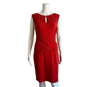 D. Exterior Ruched Wrap Knee Length Dress - 6
